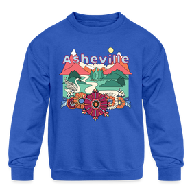 Asheville, North Carolina Youth Sweatshirt - Retro Hippie Youth Asheville Crewneck Sweatshirt
