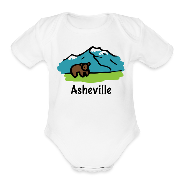 Asheville, North Carolina - Short Sleeve Baby Bodysuit - white