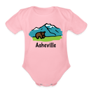 Asheville, North Carolina - Short Sleeve Baby Bodysuit - light pink