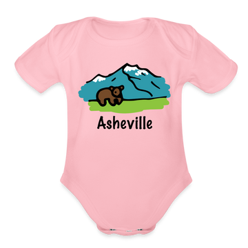 Asheville, North Carolina - Short Sleeve Baby Bodysuit - light pink