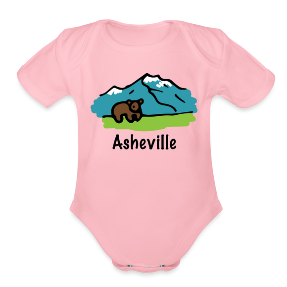 Asheville, North Carolina - Short Sleeve Baby Bodysuit - light pink