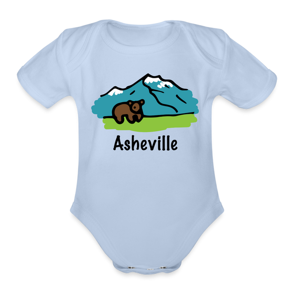 Asheville, North Carolina - Short Sleeve Baby Bodysuit - sky