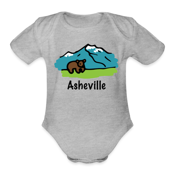Asheville, North Carolina - Short Sleeve Baby Bodysuit - heather grey