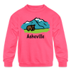 Asheville, North Carolina Bear - Youth Sweatshirt - neon pink
