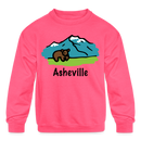 Asheville, North Carolina Bear - Youth Sweatshirt - neon pink