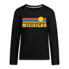 Michigan Youth Long Sleeve Shirt - Retro Sunrise Youth Long Sleeve Michigan Tee - black