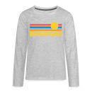 Michigan Youth Long Sleeve Shirt - Retro Sunrise Youth Long Sleeve Michigan Tee - heather gray