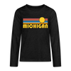 Michigan Youth Long Sleeve Shirt - Retro Sunrise Youth Long Sleeve Michigan Tee - charcoal grey