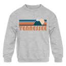 Tennessee Youth Sweatshirt - Retro Mountain Youth Tennessee Crewneck Sweatshirt - heather gray