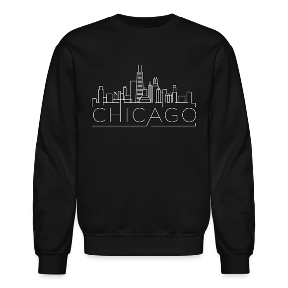Chicago, Illinois Sweatshirt - Skyline Chicago Crewneck Sweatshirt - black