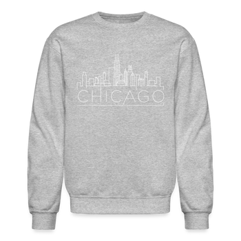 Chicago, Illinois Sweatshirt - Skyline Chicago Crewneck Sweatshirt - heather gray