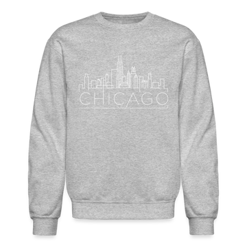 Chicago, Illinois Sweatshirt - Skyline Chicago Crewneck Sweatshirt - heather gray
