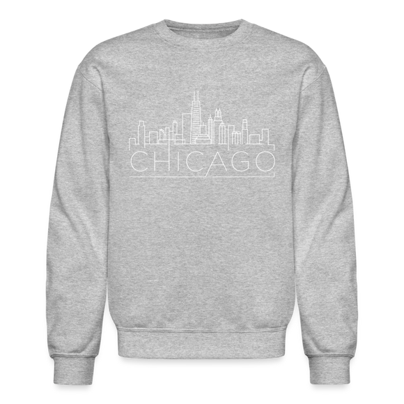 Chicago, Illinois Sweatshirt - Skyline Chicago Crewneck Sweatshirt - heather gray