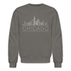 Chicago, Illinois Sweatshirt - Skyline Chicago Crewneck Sweatshirt - asphalt gray
