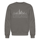 Chicago, Illinois Sweatshirt - Skyline Chicago Crewneck Sweatshirt - asphalt gray