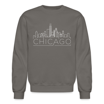 Chicago, Illinois Sweatshirt - Skyline Chicago Crewneck Sweatshirt - asphalt gray