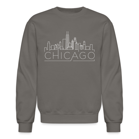 Chicago, Illinois Sweatshirt - Skyline Chicago Crewneck Sweatshirt - asphalt gray