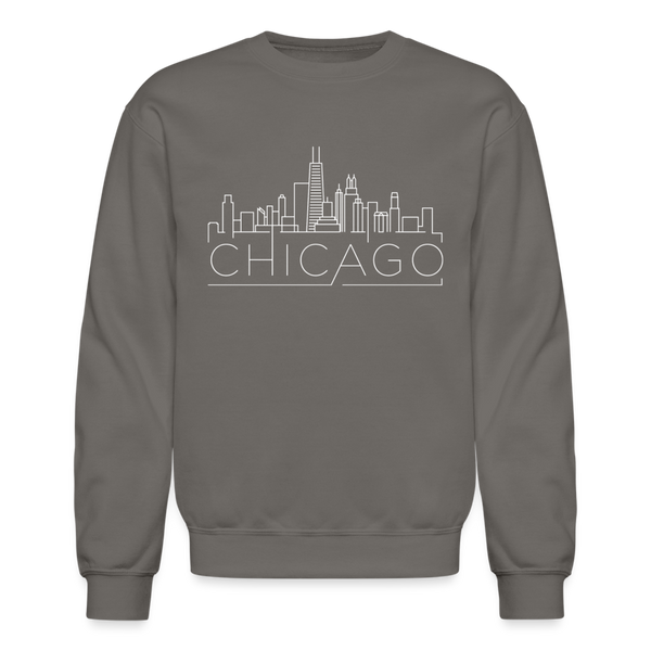 Chicago, Illinois Sweatshirt - Skyline Chicago Crewneck Sweatshirt - asphalt gray