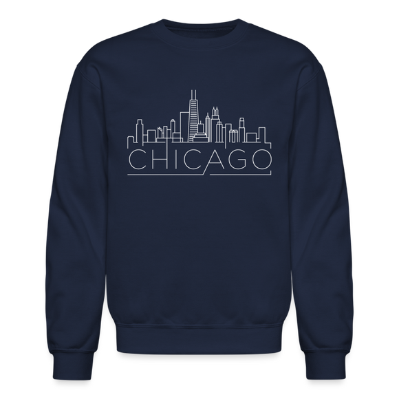 Chicago, Illinois Sweatshirt - Skyline Chicago Crewneck Sweatshirt - navy