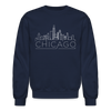 Chicago, Illinois Sweatshirt - Skyline Chicago Crewneck Sweatshirt - navy