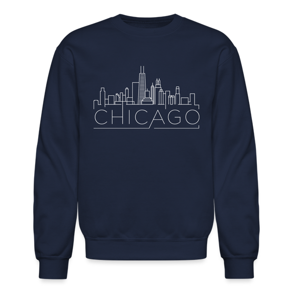 Chicago, Illinois Sweatshirt - Skyline Chicago Crewneck Sweatshirt - navy