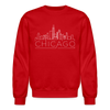 Chicago, Illinois Sweatshirt - Skyline Chicago Crewneck Sweatshirt - red