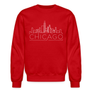 Chicago, Illinois Sweatshirt - Skyline Chicago Crewneck Sweatshirt - red