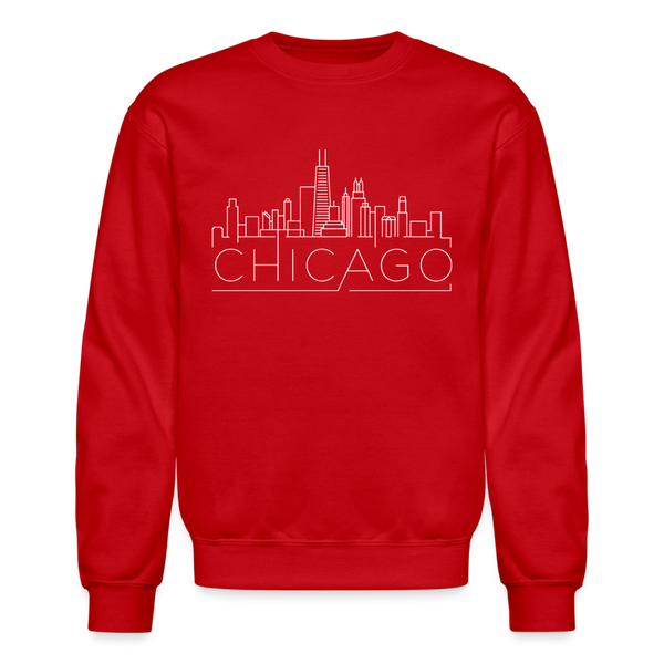 Chicago, Illinois Sweatshirt - Skyline Chicago Crewneck Sweatshirt - red
