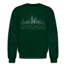 Chicago, Illinois Sweatshirt - Skyline Chicago Crewneck Sweatshirt - forest green
