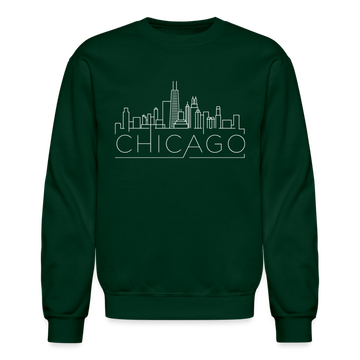 Chicago, Illinois Sweatshirt - Skyline Chicago Crewneck Sweatshirt - forest green
