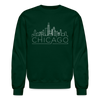 Chicago, Illinois Sweatshirt - Skyline Chicago Crewneck Sweatshirt - forest green