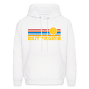 West Virginia Hoodie - Retro Sunrise West Virginia Crewneck Hooded Sweatshirt - white