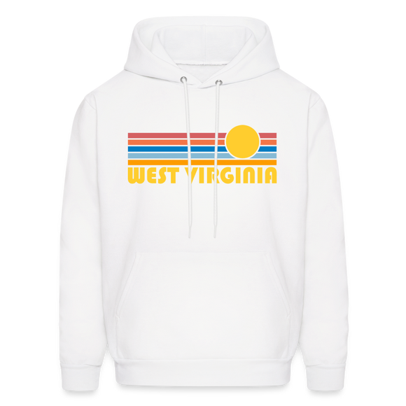 West Virginia Hoodie - Retro Sunrise West Virginia Crewneck Hooded Sweatshirt - white