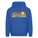 West Virginia Hoodie - Retro Sunrise West Virginia Crewneck Hooded Sweatshirt - royal blue