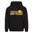 West Virginia Hoodie - Retro Sunrise West Virginia Crewneck Hooded Sweatshirt - black