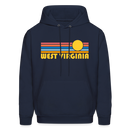 West Virginia Hoodie - Retro Sunrise West Virginia Crewneck Hooded Sweatshirt - navy
