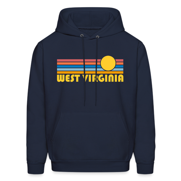 West Virginia Hoodie - Retro Sunrise West Virginia Crewneck Hooded Sweatshirt - navy
