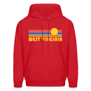 West Virginia Hoodie - Retro Sunrise West Virginia Crewneck Hooded Sweatshirt - red