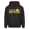 West Virginia Hoodie - Retro Sunrise West Virginia Crewneck Hooded Sweatshirt - charcoal grey