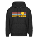 West Virginia Hoodie - Retro Sunrise West Virginia Crewneck Hooded Sweatshirt - charcoal grey