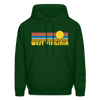 West Virginia Hoodie - Retro Sunrise West Virginia Crewneck Hooded Sweatshirt - forest green